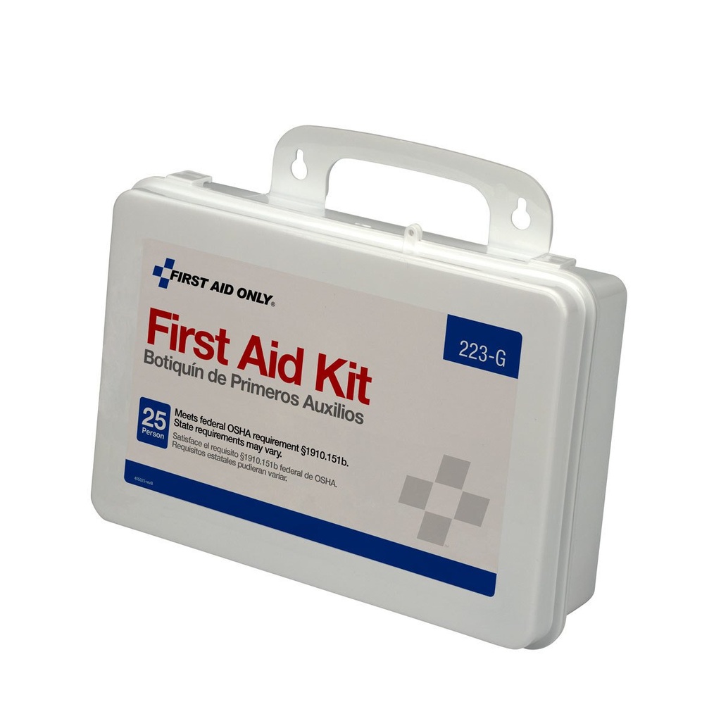 First Aid Only 223-G 25-Person OSHA-Compliant First Aid Kit for Office, Home Renovation, Job Sites, and Construction Vehicles, Gasket Provides Extra Water Resistance, 107 Pieces