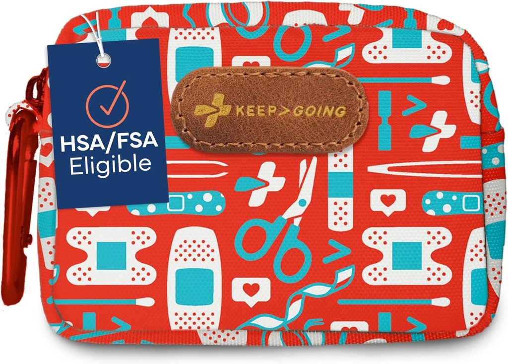 KeepGoing Travel First Aid Kit Kids, 60 Pc Mini First Aid Kit, TSA-Approved | Small First Aid Kit, Toddler First Aid Kit for Purse, Diaper Bag & Backpack, Latex-Free Bandages