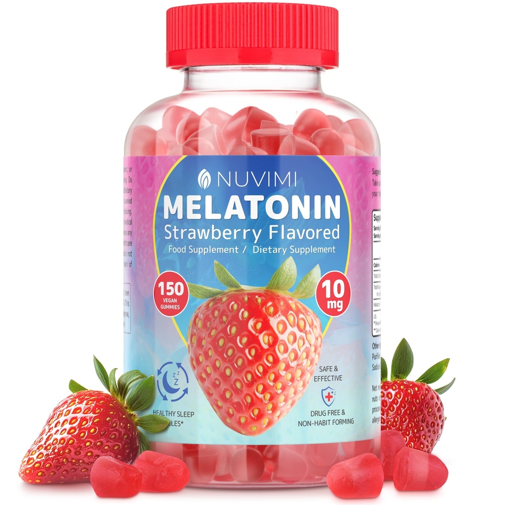 Μελατονίνη Gummies - 10 mg Φράουλα Γεύση Συμπλήρωμα διατροφής για να βοηθήσει τον ύπνο - 150 Vegan Gummies