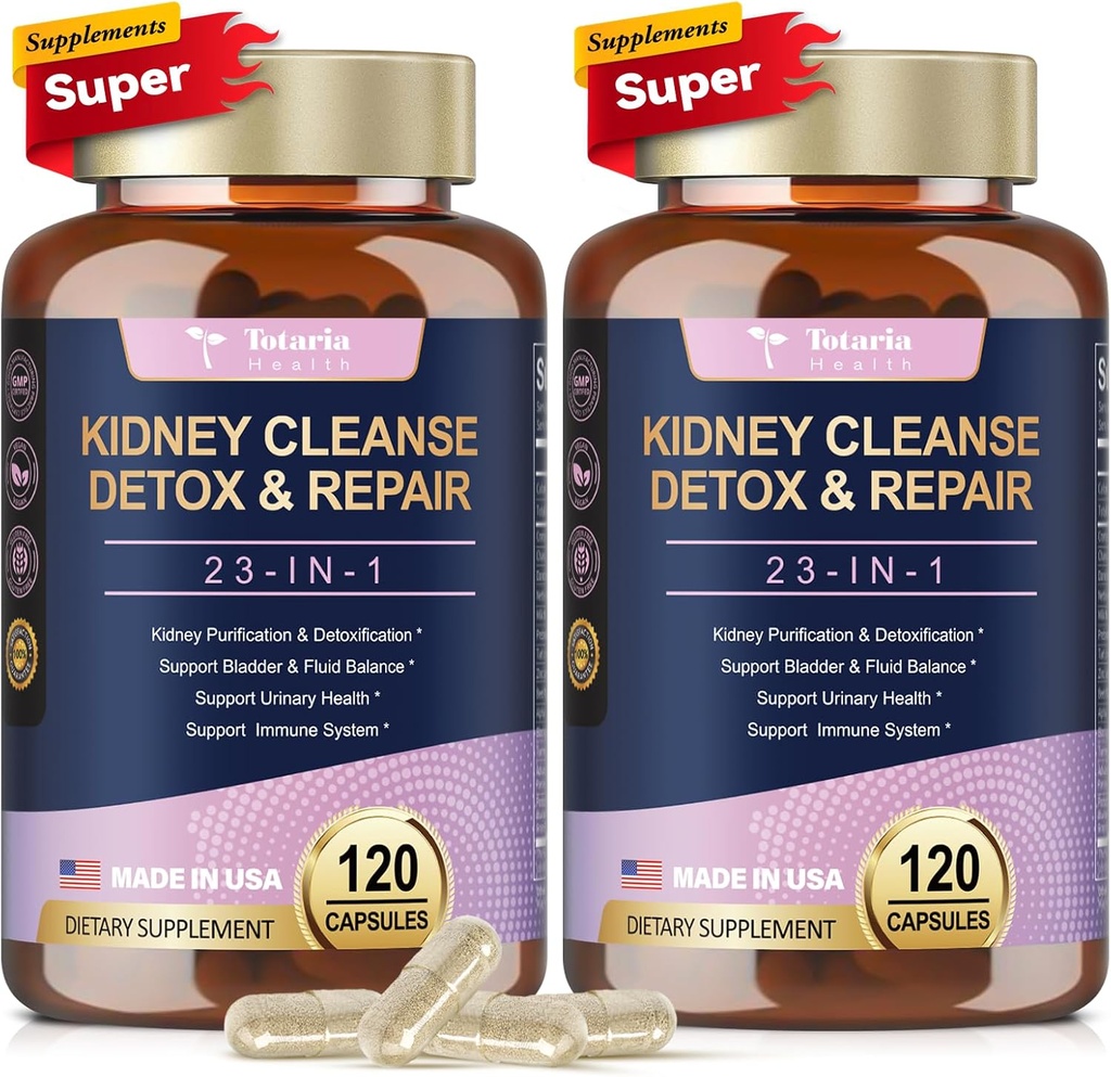 Totaria (2 P) Kidney & Liver Cleanse Detox & Repair Capsules, Chanca Piedra & Cranberry Χάπια για το συκώτι & Kidney Συμπλήρωμα Υποστήριξης Επιπλέον δύναμη για Stones Dissolver, Urinary Tract Health for Woman
