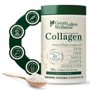 Μεγάλες Λίμνες Wellness Collagen Peptides Σκόνη για το δέρμα, τα μαλλιά, τα νύχια, τις αρθρώσεις & την πέψη - Unflavored - Γρήγορη διάλυση Hydrolyzed, μη GMO, Keto, Kosher - 16oz