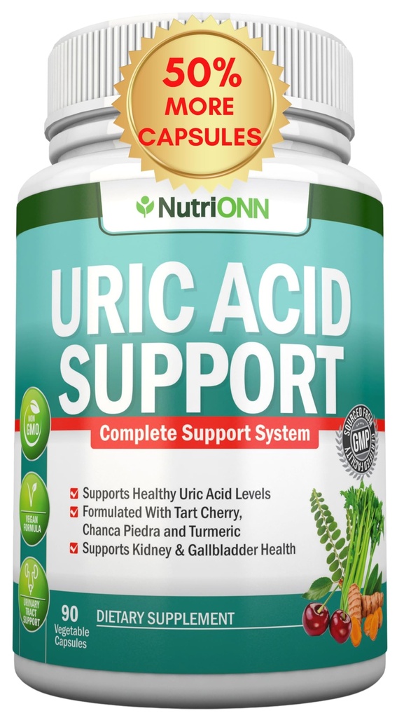 Uric Acid Flush - φυτικό συμπλήρωμα καθαρισμού ουρικού οξέος - με ταρτάρ Cherry, εκχύλισμα σέλινου, Chanca Piedra, Claw του διαβόλου και Πράσινο Coffee Bean - Vegan - Υποστηρίζει Gallbladder και Νεφρική Υγεία