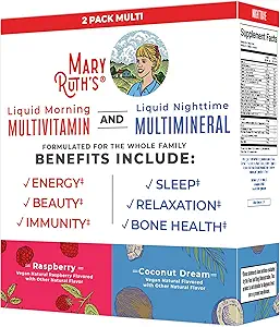 MaryRuth Organics Liquid Morning Multivitamin & Liquid Nighttime Multimineral Bundle, Vegan Vitamin C, Vitamin D, B Complex, Magnesium, Energy, Beauty, Sleep Support, NO Melatonin, 32 Fl Oz Κάθε ένα