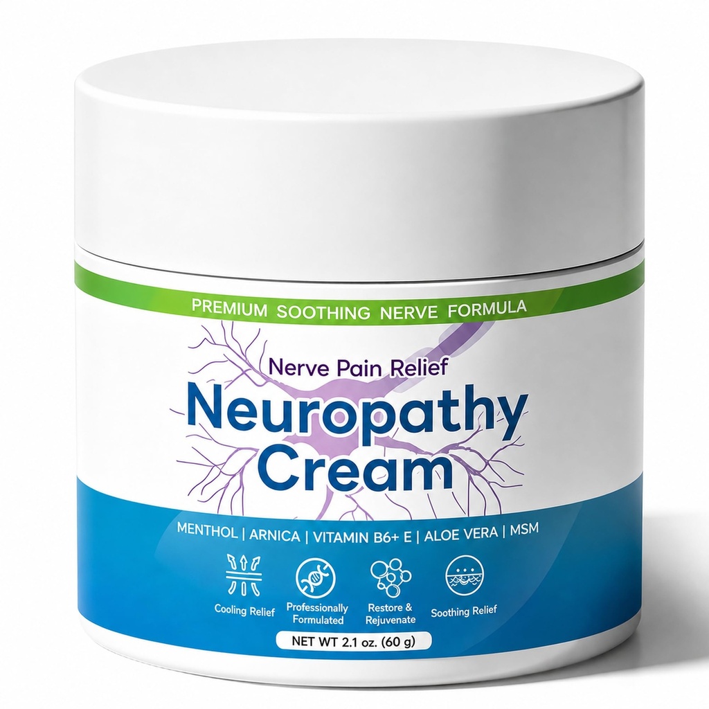 Neuropathy Cream, Neuropathy Pain Relief for Feet, 2.1 Fl Oz | Nerve Pain Relief Cream with Menthol, Arnica, Vitamins B6 & E, Aloe Vera and MSM for Feet, Hands and Legs, Non-Greasy
