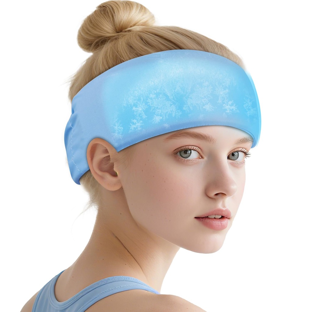 NEWGO Head Ice Pack Wrap, Reusable Gel Ice Pack for Migraine | Hot and Cold Therapy, Ice Wrap for Headache, Hangover, Stress & Tension Soothing Relief