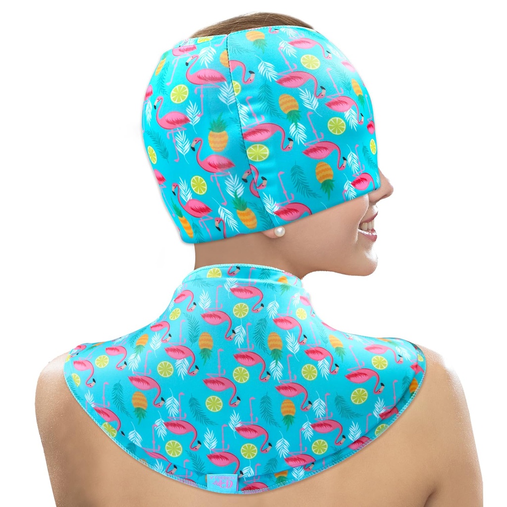 Migraine Relief Cap & Neck Ice Pack Wrap Set, Headache Relief Cap & Cervical Ice Pack, Hot and Cold Therapy for Headache, Neck & Shoulder Pain, Tension & Stress Relief, Post-Surgery Recovery