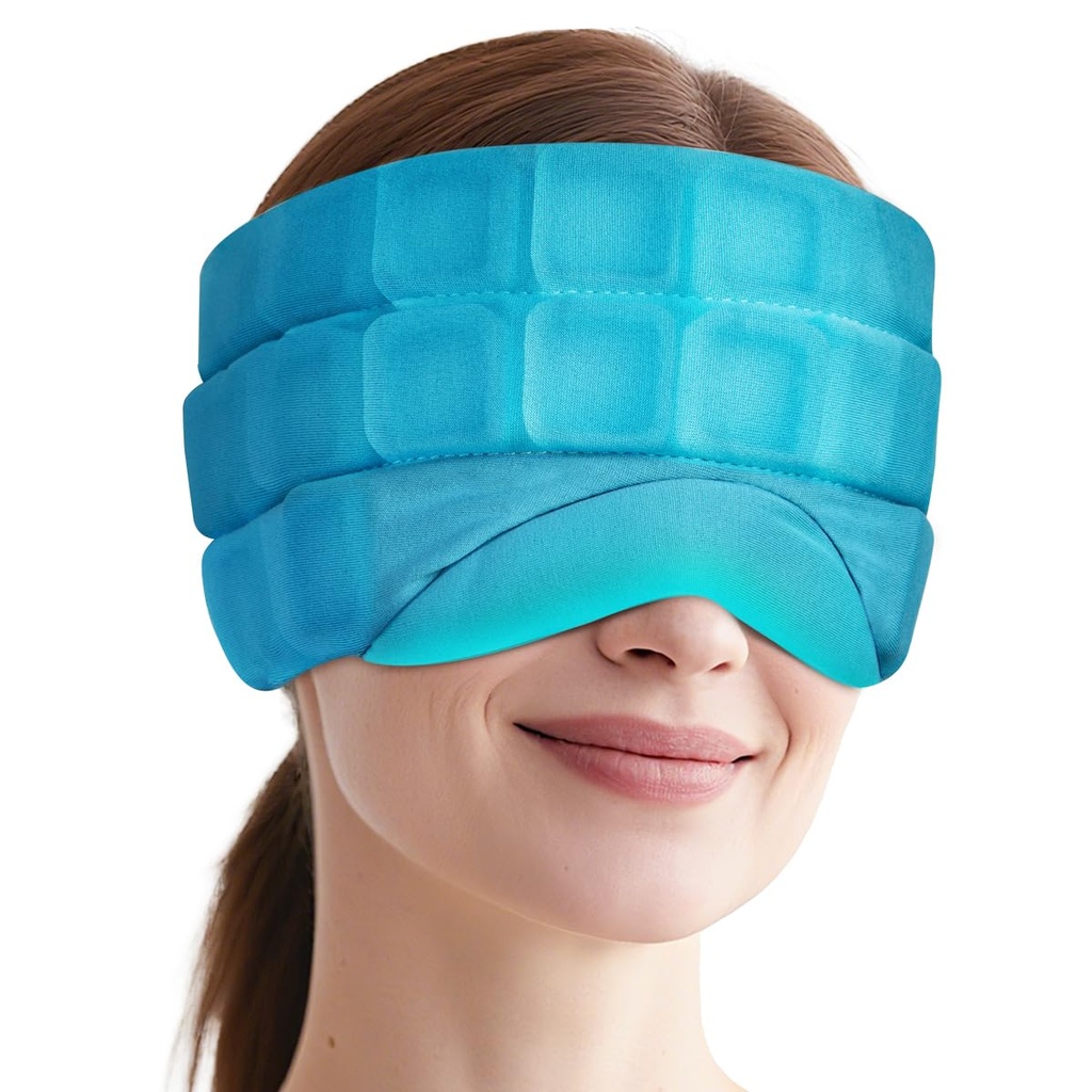 Head Ice Pack for Migraine Relief, 2 Hours Cold Therapy Eye Mask | Flexible & Evenly Cooling Reusable Cold Pack, Adjustable Head Ice Wrap for Headache, Sinus Pain, Tension, Stress, Puffy Eyes