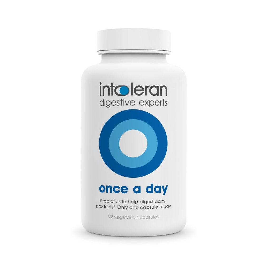 Intoleran Once a Day Probiotic Lactase Supplement - 92 Capsules | Actively Produces Lactase Enzyme, Helps Digest Dairy, 1 Capsule/Day, 6 Lactic Acid Ferments, Pure & Dairy Free