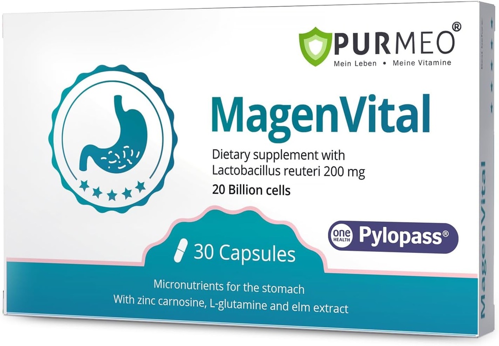 5 σε 1 Υψηλή ισχύς H. Pylori Θεραπεία Προβιοτικά - Υποστήριξη γαστρίτιδας - 1 ανά ημέρα - Pylopass Lactobacillus Reuteri DSM17648 - Δεν χρειάζεται ψύξη - Κατασκευάζεται στη Γερμανία