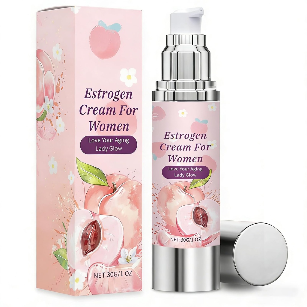 Natural Bioidentical Estriol Cream for Women – Natural Peach Scent Formula, Bioidentical Estrogen Cream, Menopause Relief for Vaginal Dryness & Itch