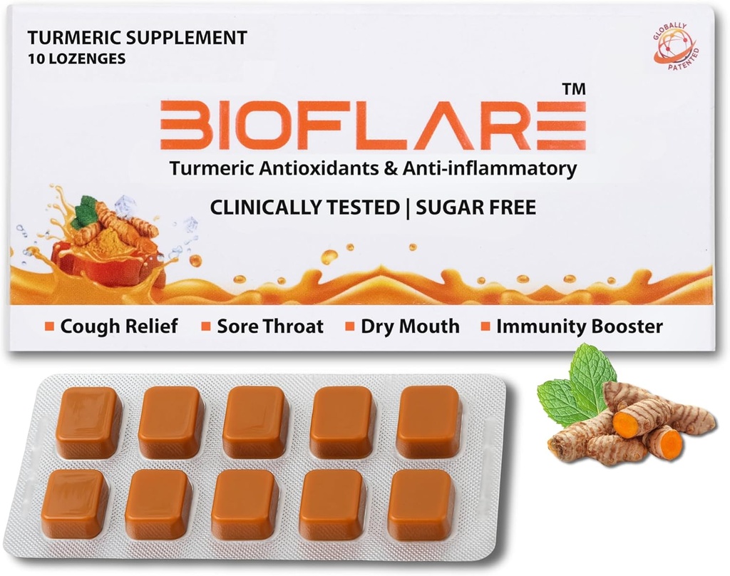 Turmeric Lozenges – Σταγόνες χωρίς ζάχαρη για ενήλικες, ανακούφιση λάρυγγα & ξηρό στόμα Lozenges – συμπλήρωμα κουρκουμίνης κουρκουμίνη, αντιφλεγμονώδης υποστήριξη, καταπιεστικό βήχα (10 κόμης)