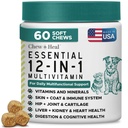 Dog Multivitamin Chewable - Chew + Heal 12-in-1, 60 Ct, Puppy, Senior Dog Vitamins & Supplements for Hip & Joint, Skin, Coat, Immune Support with Glucosamine, Omega 3,6,9, Probiotics, Chicken Flavor