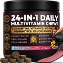 Complete Daily Dog Multivitamin, Bacon - Skin, Coat, Joint & Gut | 24-in-1 chicken-free formula with glucosamine, probiotics, salmon oil and cranberry; 140 soft chews