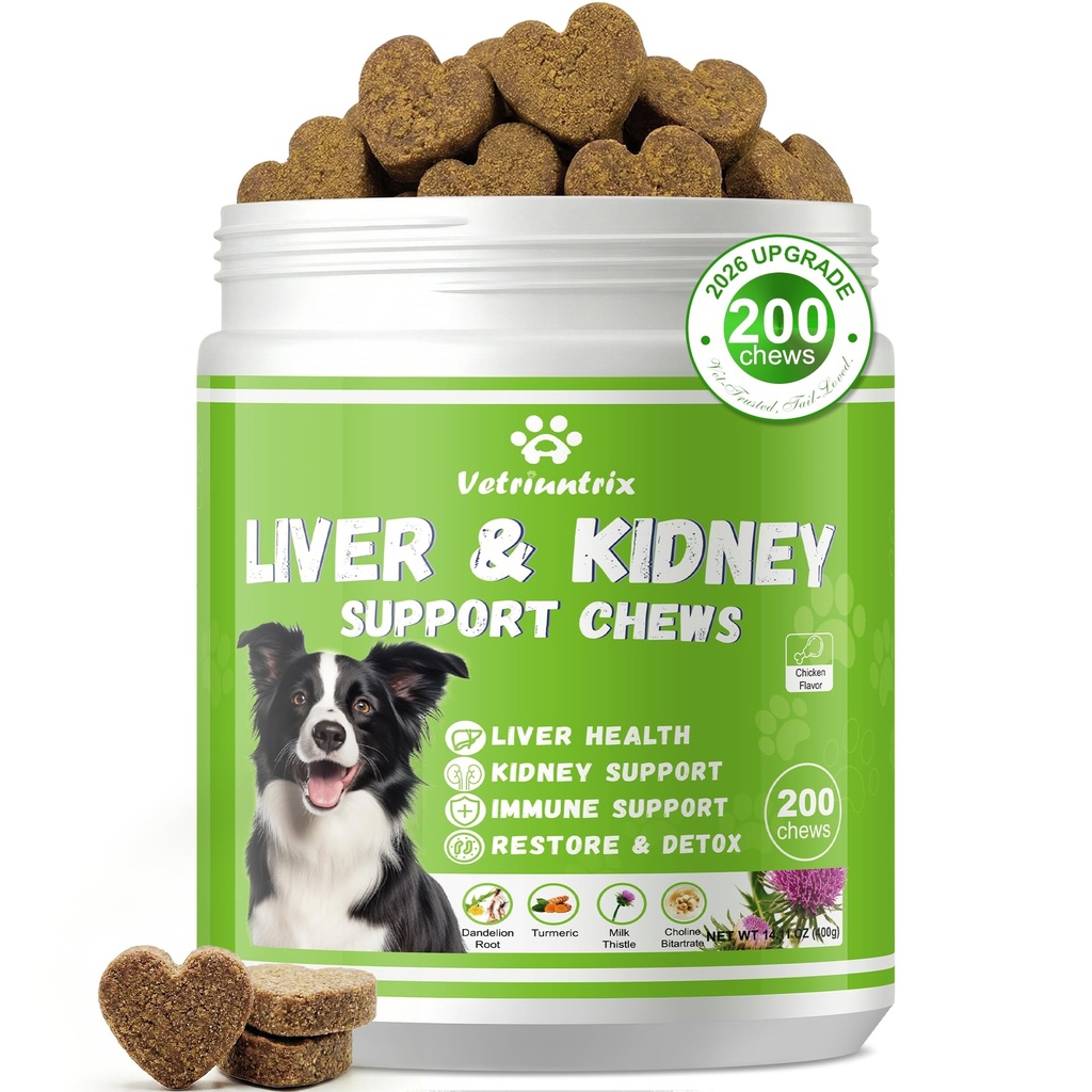 Dog Liver Support Supplement, Milk Thistle for Dogs - Detox, Metabolic, Dog Multivitamin Supplement for Liver and Kidney Support & Immune Health, 200ct