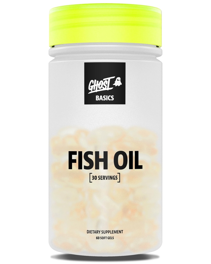 GHOST Basics Fish Oil Supplement, 3000MG Daily Omega 3, 60 Softgels | Fatty Acids with DHA & EPA for Brain, Heart Health, & Immunity Support - Gluten-Free & Soy-Free