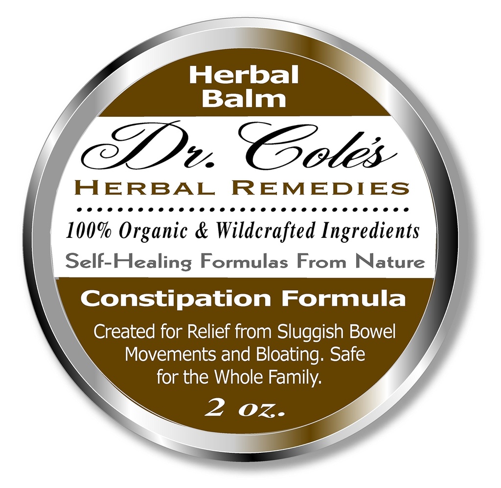 Dr. Cole’s Organic Herbal Constipation Balm – External Ointment for Comfort & Ease – 100% Organic & Wildcrafted Ingredients – Safe for All Ages & Pets – Metal Twist-Off Jar – 2 oz