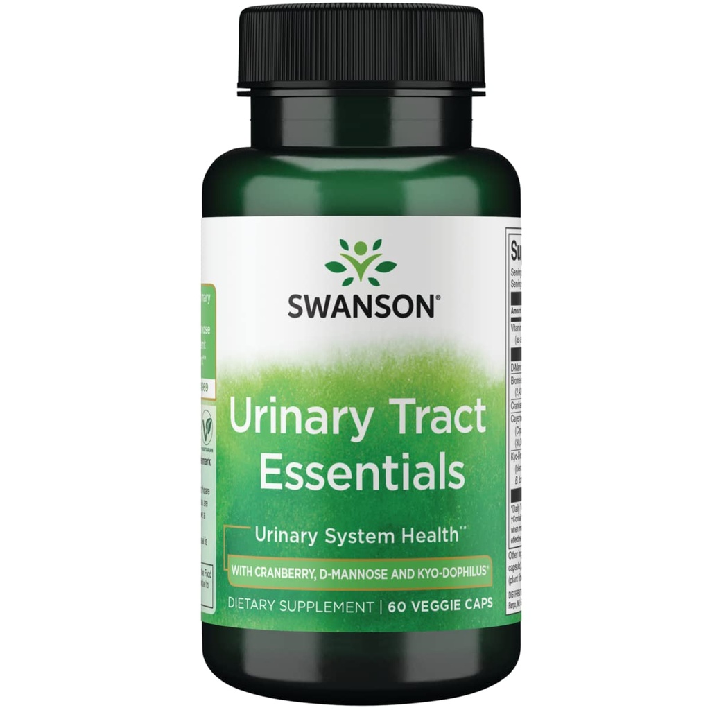Swanson Urinary Tract Essentials Cranberry, 60 Veg Capsules | Top-to-Bottom Urinary Tract Defense with Cranberry, D-Mannose and Kyo-Dophilus for Kidney and Bladder Support