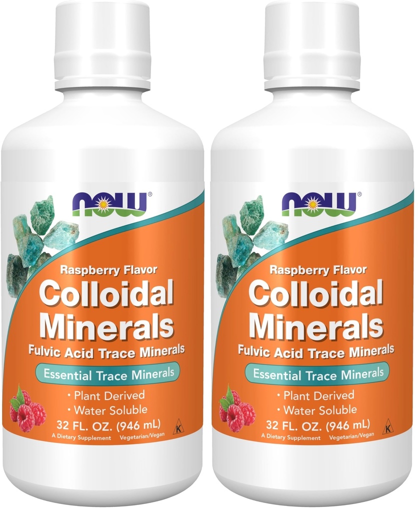 NOW Foods Supplements,Colloidal Minerals Liquid,Plant Derived,Essential Trace Minerals,Raspberry,32-Ounce,(Pack of 2)