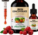 Maxi Health Iron Supplement 15mg ανά ML – Αυξήστε την ενέργεια και τα επίπεδα αίματος χωρίς ναυτία ή δυσκοιλιότητα – Υγρές σταγόνες σιδήρου για άνδρες, γυναίκες και παιδιά – 2 oz. (2 oz, 2 Pack)