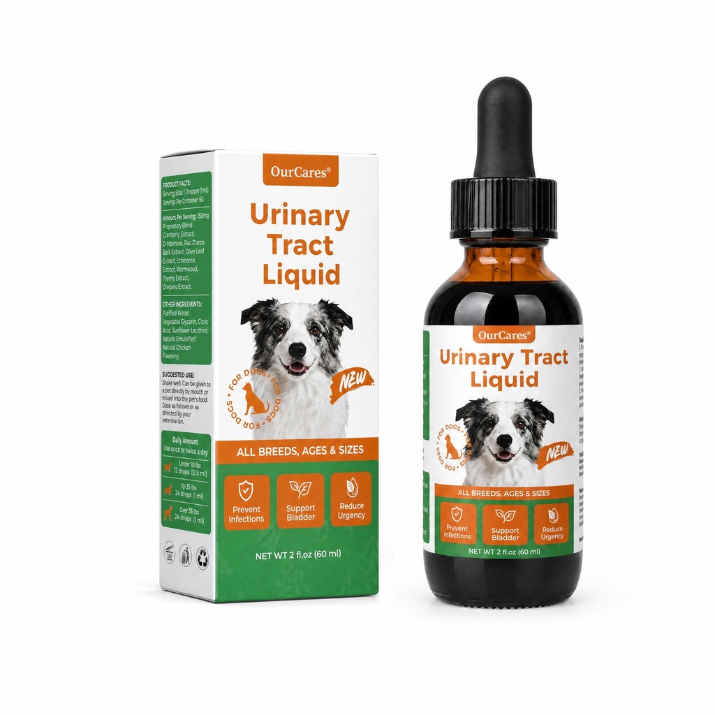 Dog & Cat UTI Drops with Cranberry & D-Mannose, Urinary Tract 60ml | Liquid drops with cranberry, D-mannose & marshmallow root. For urinary tract, bladder & kidney health, dogs & cats.