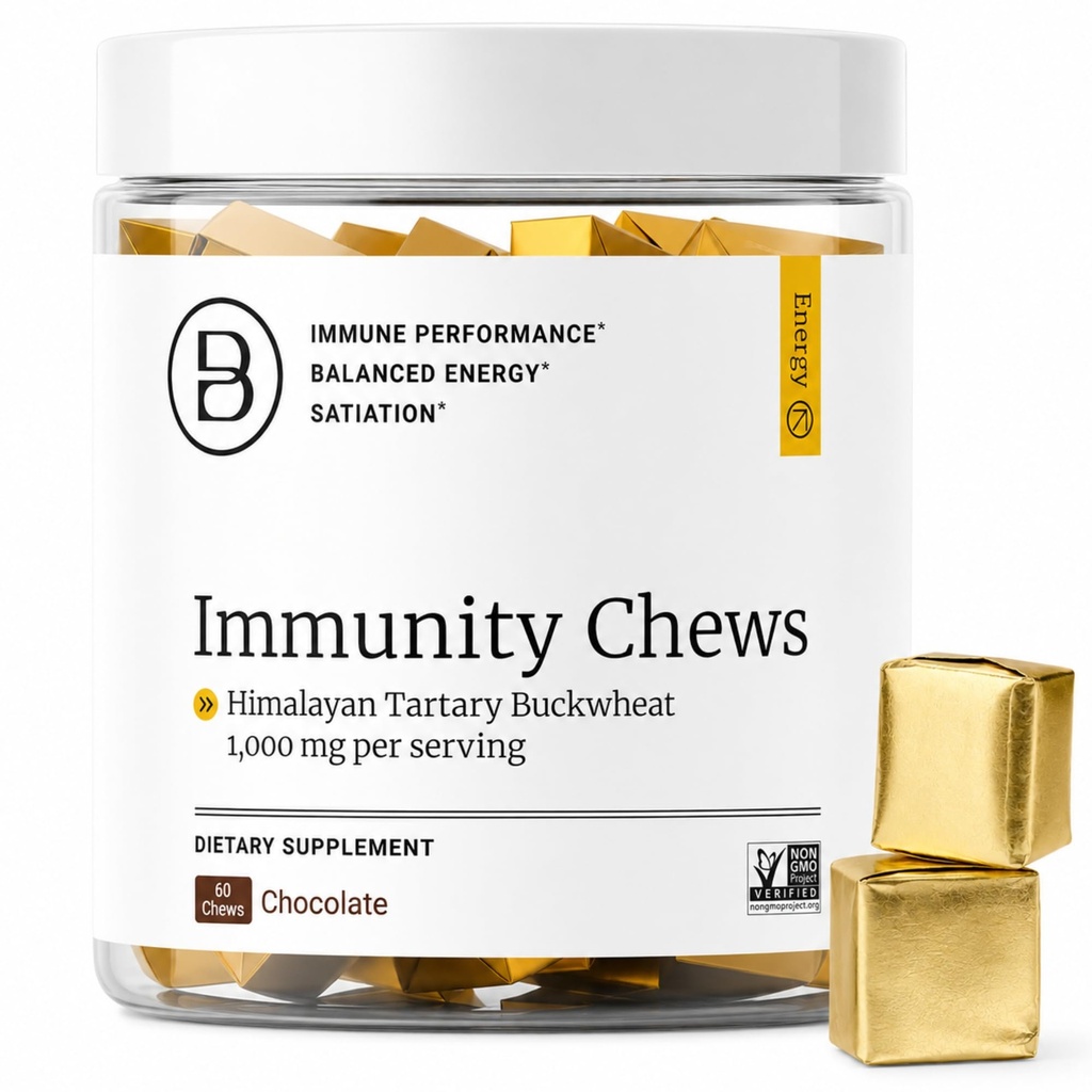 BIG BOLD HEALTH HTB Immunity Chews – Organic Himalayan Tartary Buckwheat Supplement to Support Natural Energy & Immune Function - Chocolate Flavor with Zinc, Magnesium & Vitamins (60 Chews)