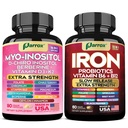 Myo-Inositol & Iron Supplement Bundle – Hormonal, Metabolic & Energy Support with D-Chiro Inositol, Ashwagandha, Berberine, Slow-Release Iron, Spirulina, Turmeric & Probiotics