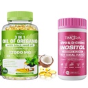 TIMORA Women's Wellness & Immune Support Duo Pack: 40:1 Myo & D-Chiro Inositol with KSM-66 Ashwagandha & CoQ10 (90 Capsules) + Triple Action Oregano Oil with Black Seed & Coconut Oil (300 Softgels) |