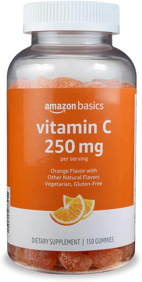 Βασικά Βιταμίνη C 250 mg Gummies, Πορτοκαλί, 150 Count (2 ανά υπηρεσία), Ανοσοποιητική Υγεία (Πρώην Solimo)