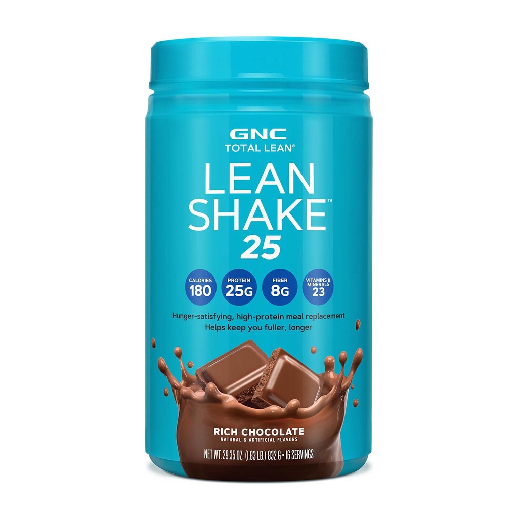 GNC Total Lean Shake 25, Rich Chocolate, Zero Added Sugar, 16 Servings | High-Protein Meal Replacement Shake with Essential Vitamins and Minerals, Supports Weight Management and a Healthy Metabolism