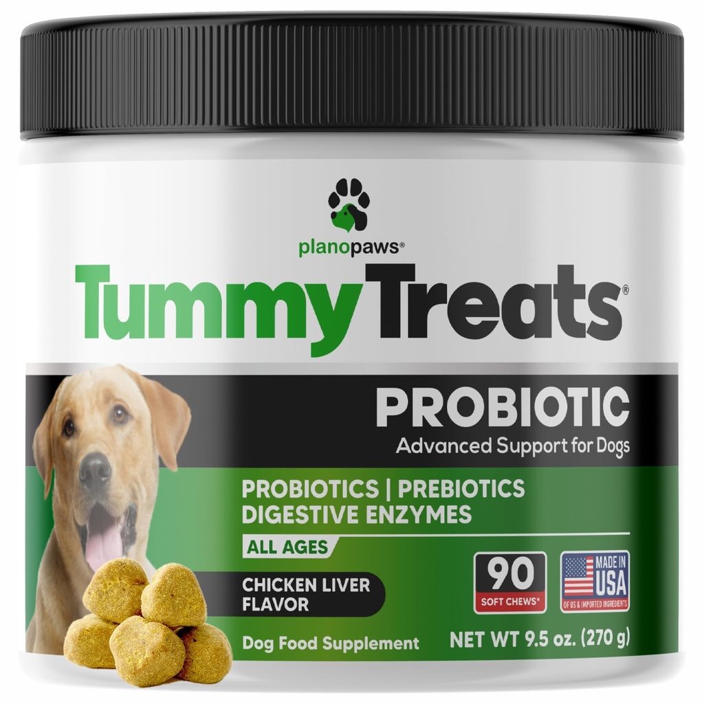 Probiotics for Dogs, 90 Soft Chews - Digestive Health Dog Probiotic 90ct | Gut Health, Diarrhea and Gas Relief, Allergy and Itch Support, Prebiotics, Enzymes, Chicken Flavor, Made in USA