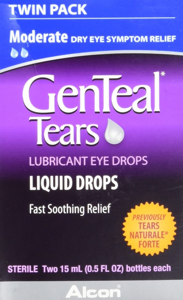 GenTeal Tears Moderate Lubricant Dry Eye Drops, 15 mL, Twin Pack