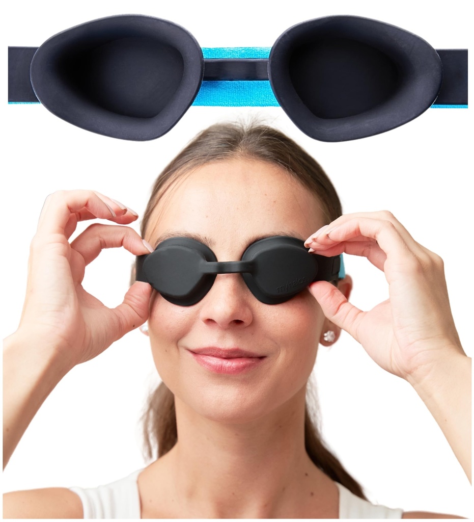 MyHalos Moisture Chamber Sleep Mask, Goggles for Dry Eyes, Men & Women | Hydrating Moisture Goggles, Reusable & Soft, Ideal for CPAP Users, Unisex Design, Reduces Dryness Overnight