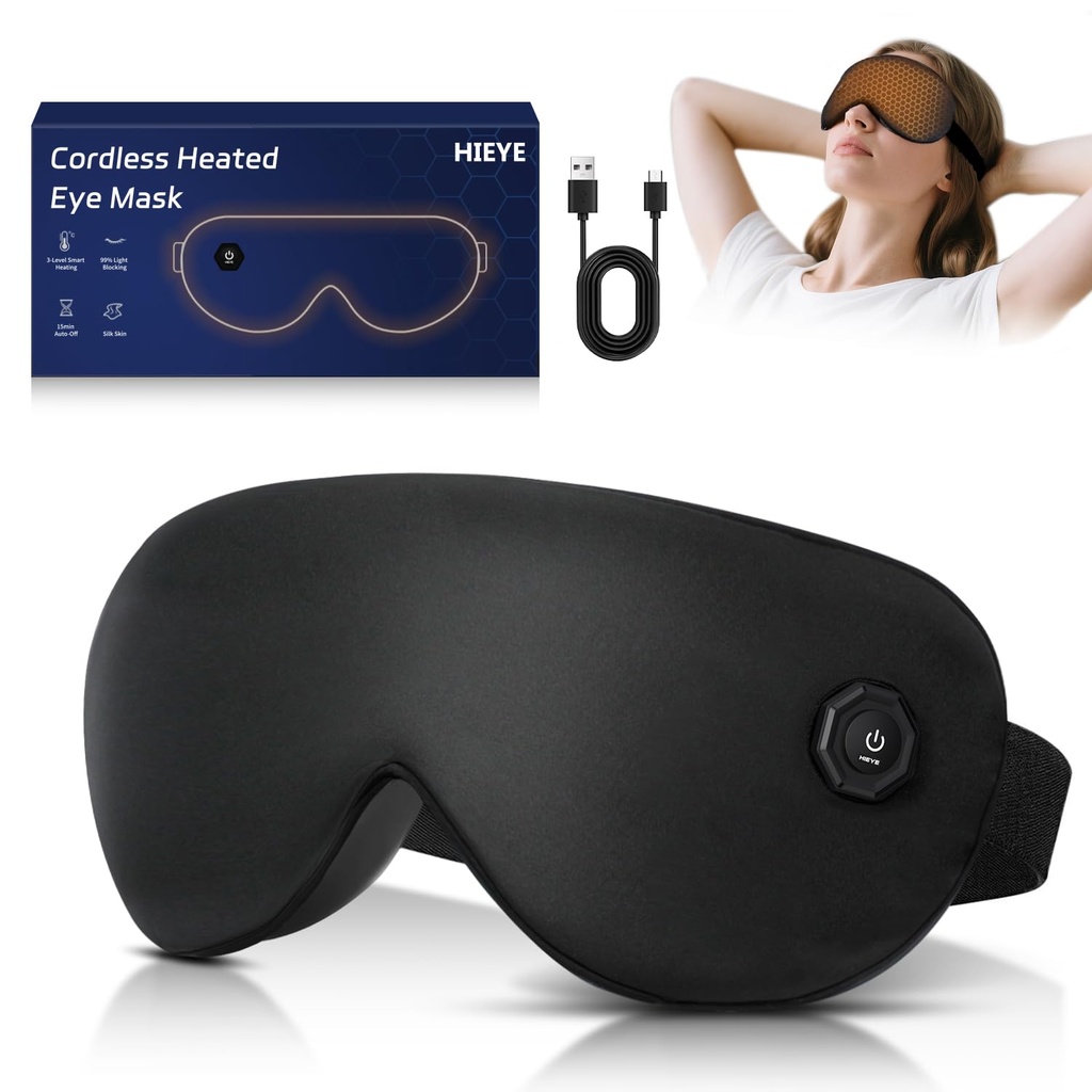 Cordless Heated Eye Mask for Dry Eyes,Electric Warm Compress for Fast Eye Relief Rechargeable USB Heat Relax Mask for Sleep