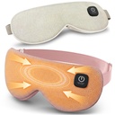 Cordless Heated Eye Mask, Rechargeable Mask with 4 Heat Levels for Dry Eyes | Fast Heating Mask with Washable Covers for Sleep, Travel, MGD, Blepharitis, 1500mAh Large Battery, Pink & Beige