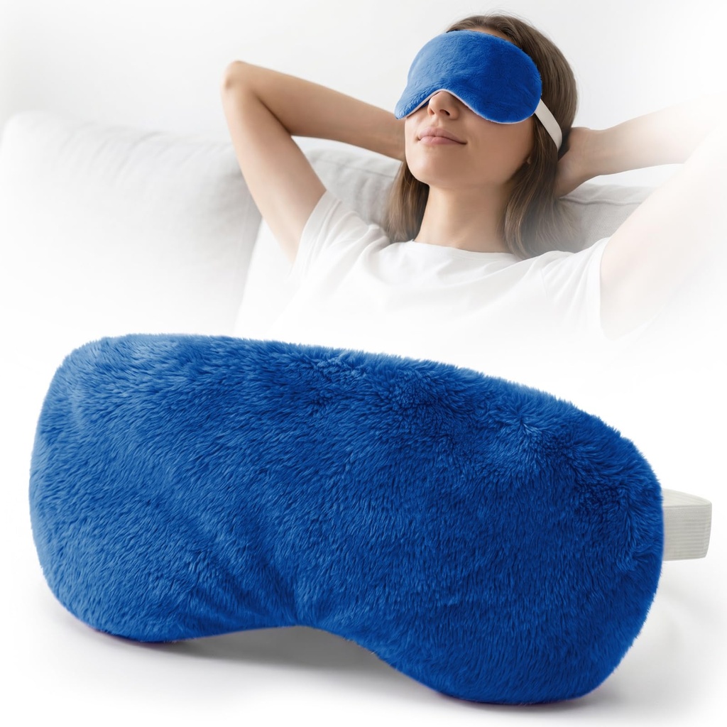 MORLIDEN Heated Eye Mask for Dry Eyes & Stye - Microwavable Warm Compress | For Blepharitis, Chalazion, MGD-Lightweight, No Heavy Pressure-Reusable Moist Heat Mask with Natural Flaxseed (Blue)