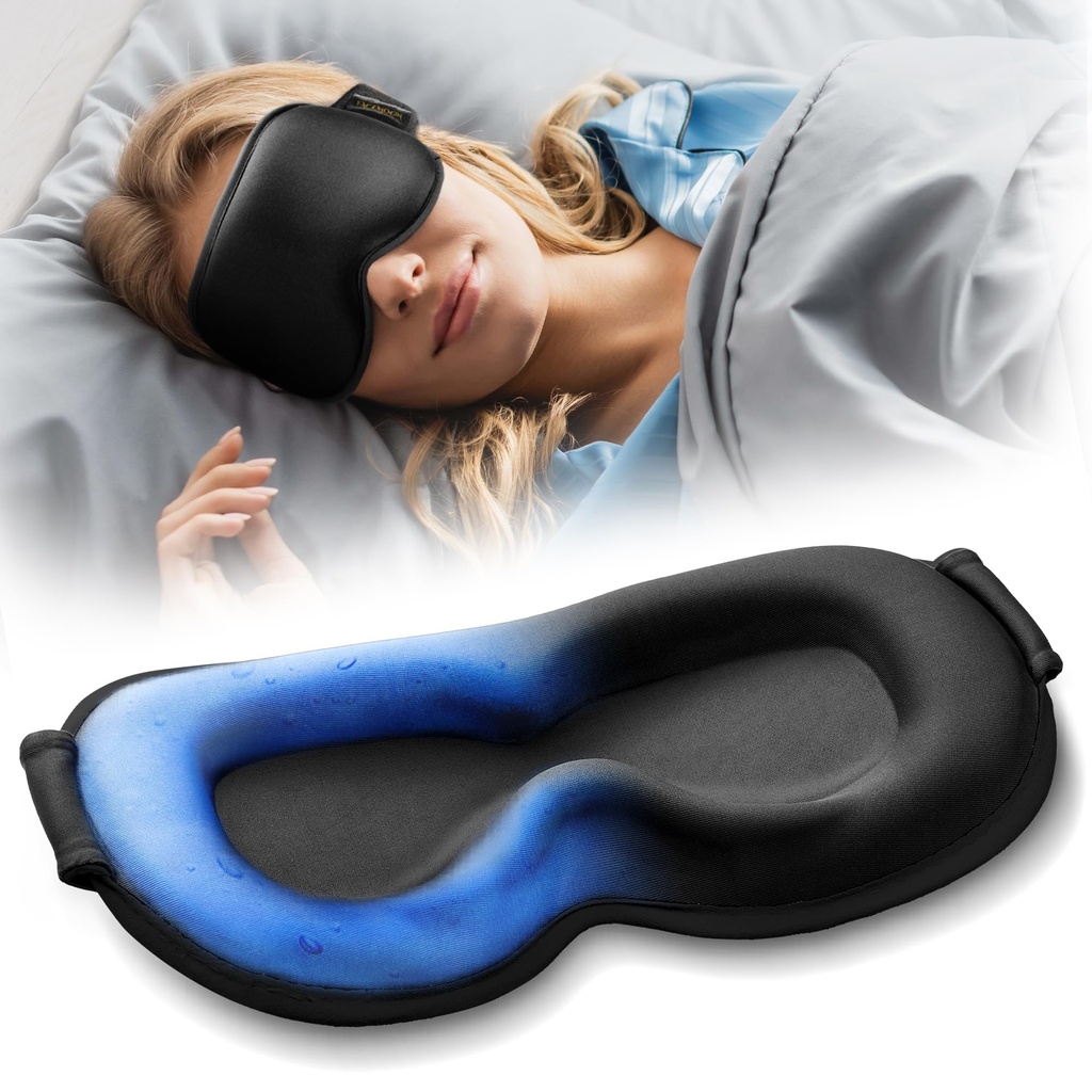 3D Cooling Gel Weighted Eye Mask for Sleeping, 100% Blackout Sleep Mask | FSA Eligible Items HSA, 6oz Gel-Weighted, No Eye Pressure, Cold Relief for Puffy Eyes, Migraines, After Surgery & Travel Gift