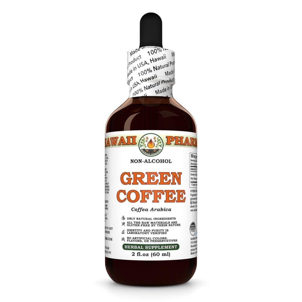Green Coffee (Coffea Arabica) Dry Bean Glycerite, Made in Hawaii, All Natural, Vegan, Lab Tested Alcohol-Free Liquid Extract - 2 fl.oz