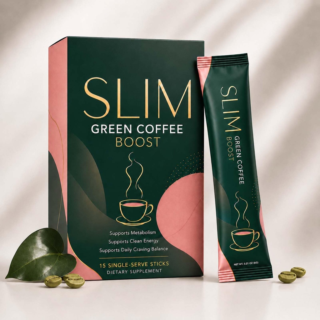 Slim Green Coffee, Powder Sachets with Green Tea Extract, Green Coffee Bean Extract, 15 Count (1)