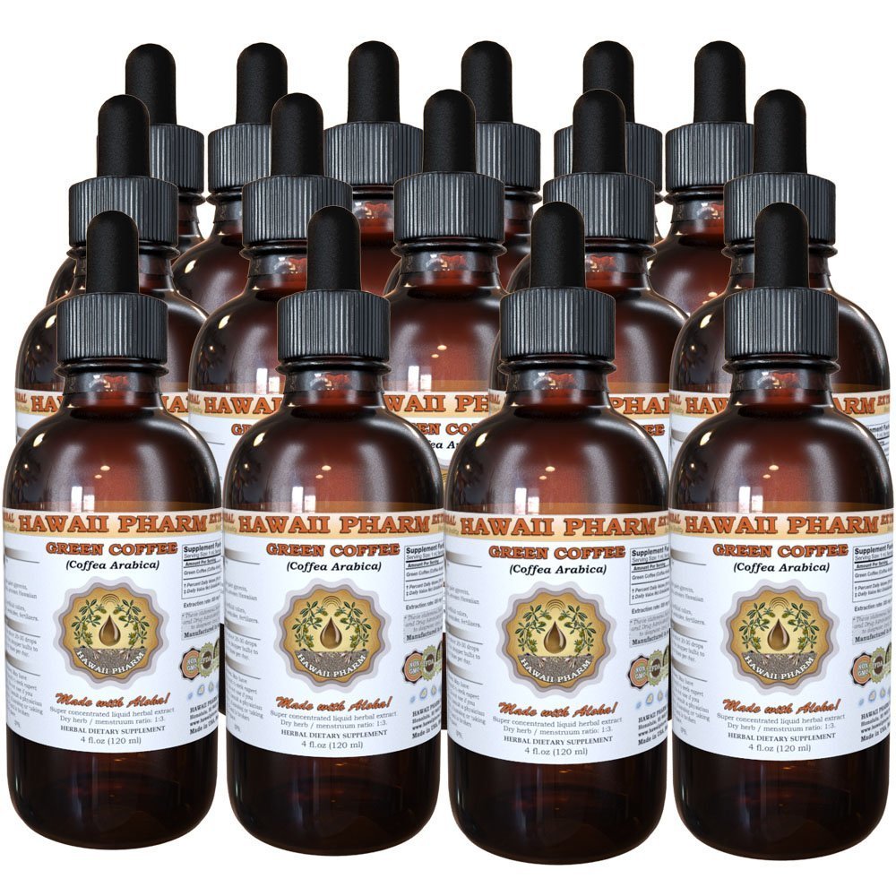 Hawaii Pharm Green Coffee Liquid Extract, Green Coffee (Coffea Arabica) Bean Powder Tincture Supplement 15x4 oz