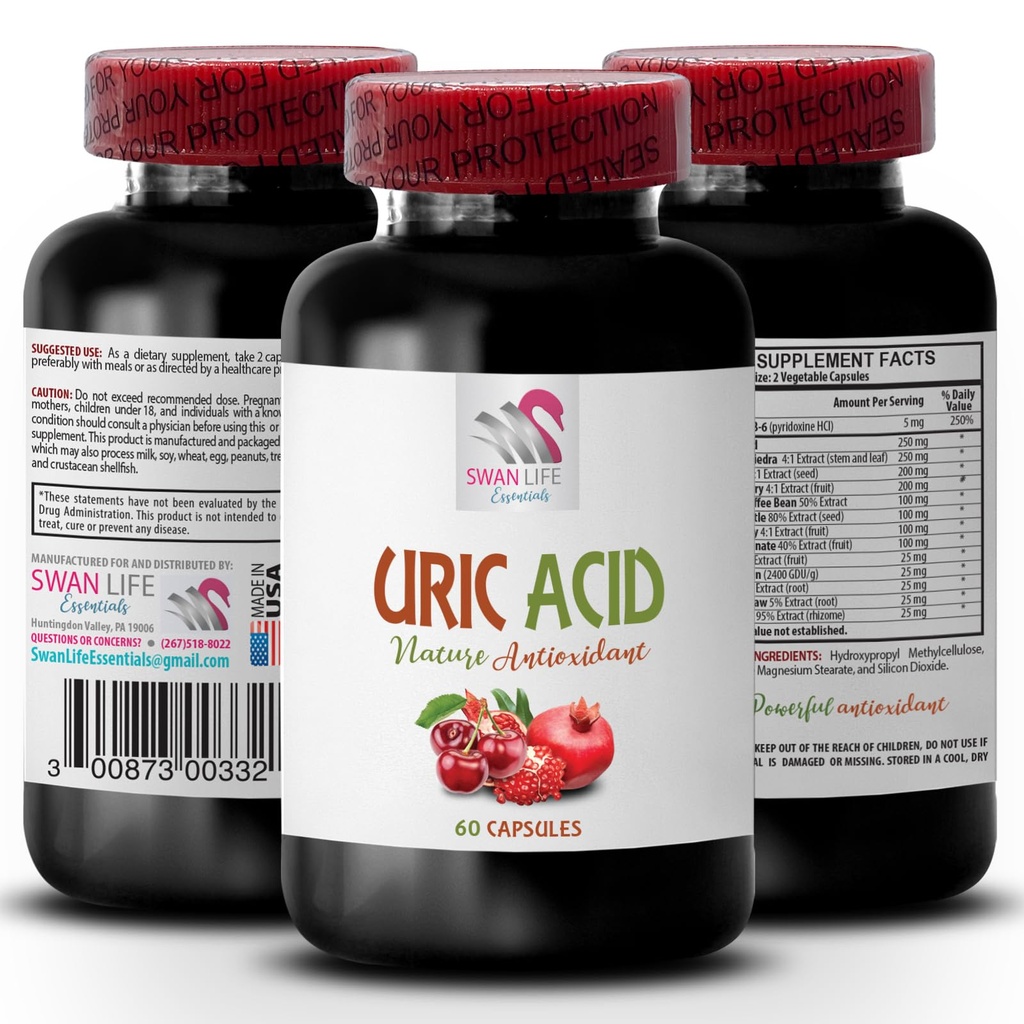uric Acid Control - URIC Acid - uric Acid Formation, uric Acid buildup, uric Acid Management, Tart Cherry Pills, Green Coffee Bean Extract, Green Coffee Beans, Green Coffee Extract 1Bot 60Caps