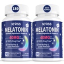 Μελατονίνη 40 mg για Ενήλικες - Γρήγορο Διαλύστε & Μασώμενο Υπογλώσσιο Συμπλήρωμα Ύπνου - Επιπλέον Δύναμη Μελατονίνη με Βιταμίνη D3 & MSM, Σελήνιο για τον Κύκλο Ανάπαυσης Υγείας, Βαθύ Zzzs, Χωρίς Ζάχαρη, 180 Μερίδες