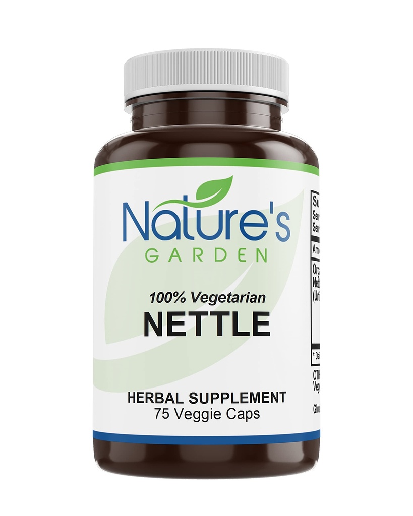 NATURE'S GARDEN ESSENTIALS Nettles - 75 Veggie Caps - Made with 500mg Organic Stinging Nettles Leaf