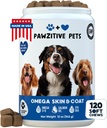 Skin & Coat Supplement for Dogs - Κονσέρβα Ωμέγα 3, Μασούρες ιχθυέλαιο - 120 Μαλακές Θεραπείες - USA Προϊόν - Λάδι σολομού
