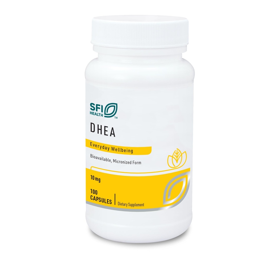 SFI Health Klaire Labs DHEA 10mg - Dehydroepiandrosterone προέρχεται από Wild Yam - Μικρονωμένα για Superior Απορρόφηση - Χωρίς σόγια, Hypoallergenic συμπλήρωμα για άνδρες και γυναίκες (100 κάψουλες)