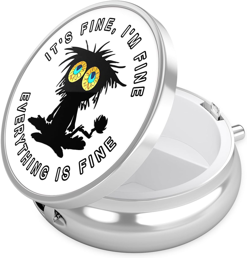 Nipichsha κουτί χάπι, μικρή θήκη χάπι για το πορτοφόλι & τσέπη, χαριτωμένο ταξιδιωτική ιατρική Organizer, φορητός κάτοχος εμπορευματοκιβωτίων ιατρικής για να κρατήσει βιταμίνες, φαρμακευτική αγωγή, ιχθυέλαιο & συμπλήρωμα, αστεία μαύρη γάτα