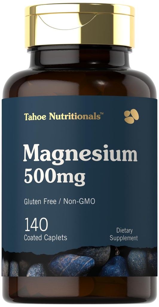 Tahoe Nutritionals Magnesium 500mg | 140 Coated Caplets | Non-GMO & Gluten Free Supplement