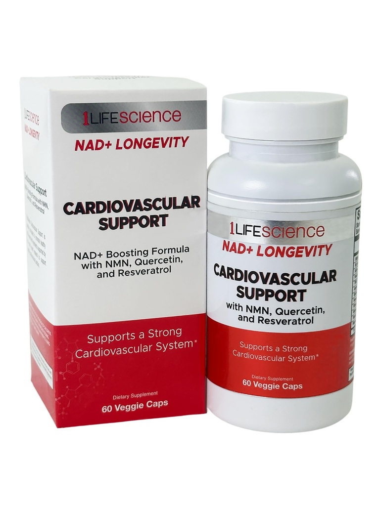 1LifeScience Heart Health & Cardiovascular Support Supplement – NMN, Resveratrol, Quercetin, Fisetin & Apigenin – Supports Healthy Circulation & Cellular Wellness – cGMP Made in USA – 60 Veg Capsules