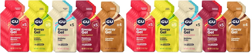 GU Energy, Original Energy Gels, Caffeine-Free Mixed (Pack of 48)