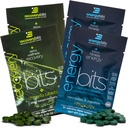 Energybits/RECOVERYbits - Βιολογικά δισκία Spirulina & Chlorella - Μονές συσκευασίες δειγμάτων σερβιρίσματος - Algae Superfood - Υψηλή πρωτεΐνη, Χλωροφύλλη - Αυτο φροντίδα - Vegan, Keto, Χωρίς γλουτένη - 4 τσάντες, 30/Bag