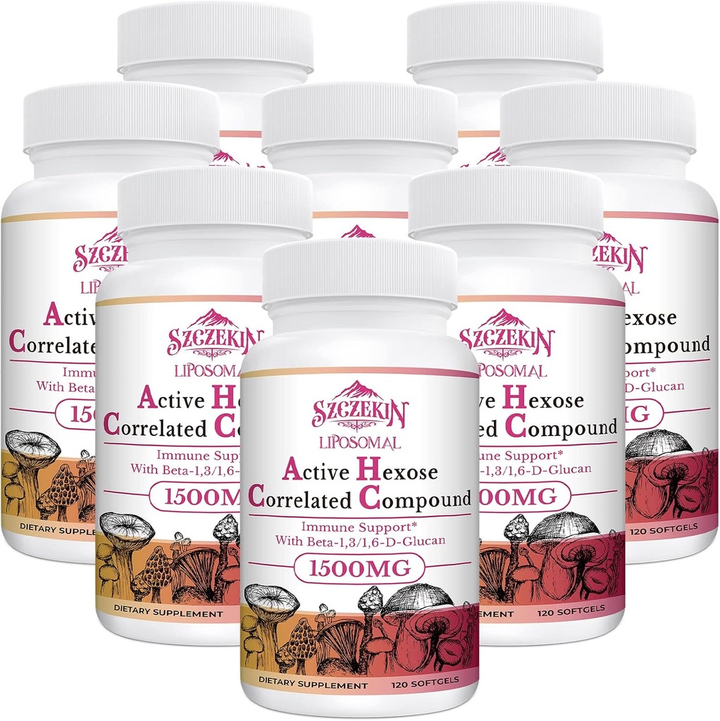 1500mg Liposomal Active Hexose Correlated Supplement,960 Soft Gels Beta-Glucans with Natural Mushroom Extract, ανοσοποιητικό σύστημα, λειτουργία ήπατος, Διατήρηση T-Cell & Killer Cell Activity